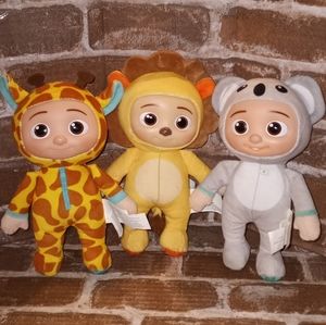 Cocomelon JJ Lion Giraffe Koala Plush Stuffed Soft Body Doll Bundle
